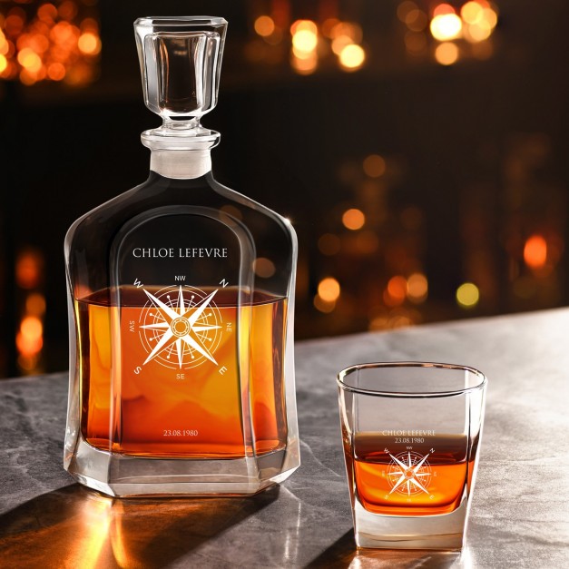Ensemble de Carafe à whisky et 6 verres avec gravure pour femme passionnée de voyages pour son anniversaire