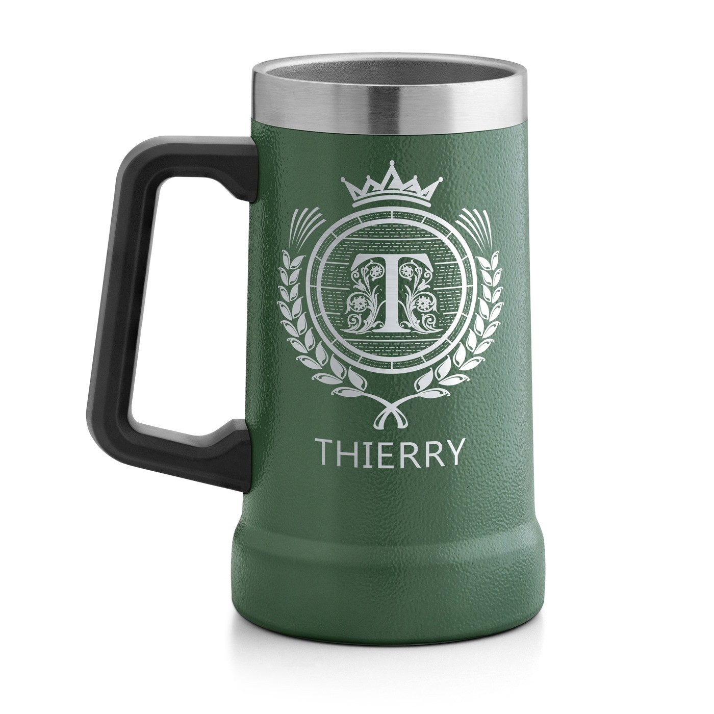 Gobelet isotherme verre à bière vert personnalisé pour l'anniversaire d'un homme