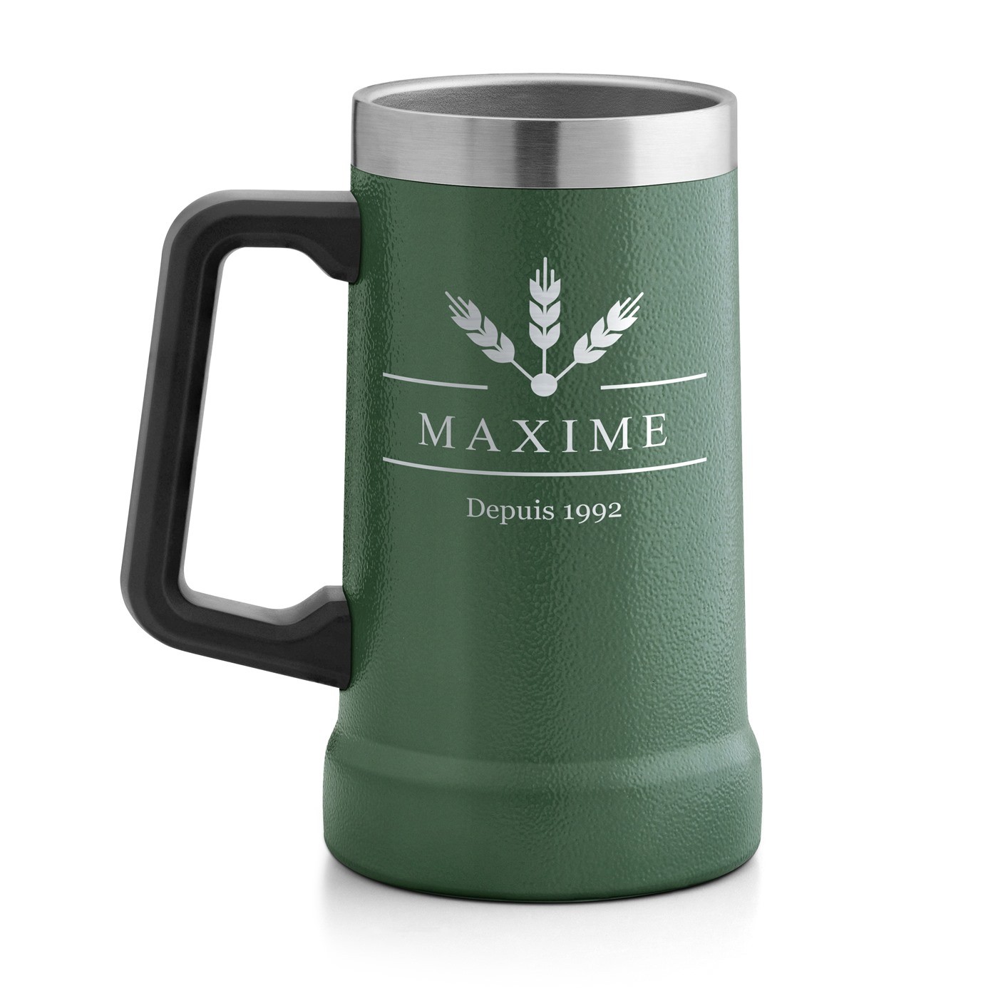 Gobelet isotherme verre à bière vert personnalisé pour un copain pour son anniversaire