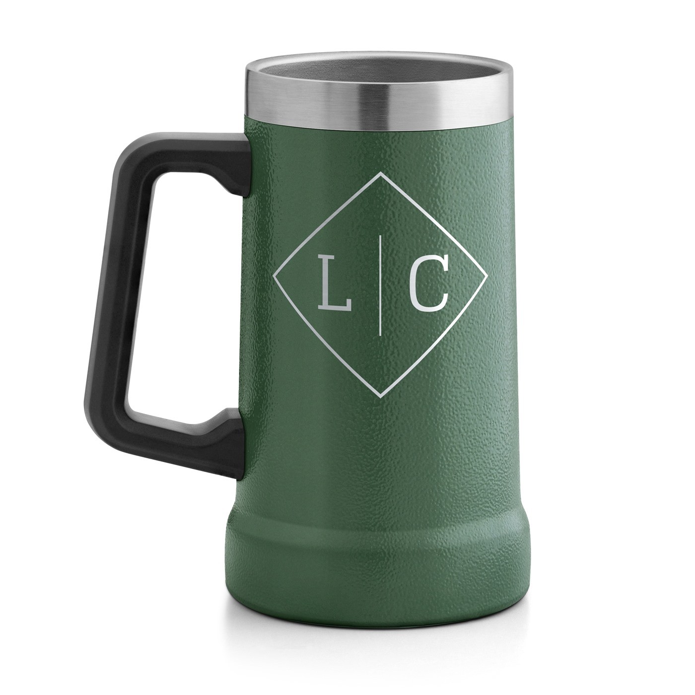 Gobelet isotherme verre à bière vert personnalisé pour l'anniversaire d'un proche