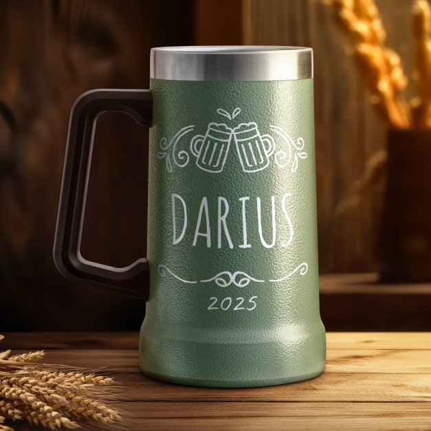 Gobelet isotherme verre à bière vert personnalisé pour un ami pour Noël