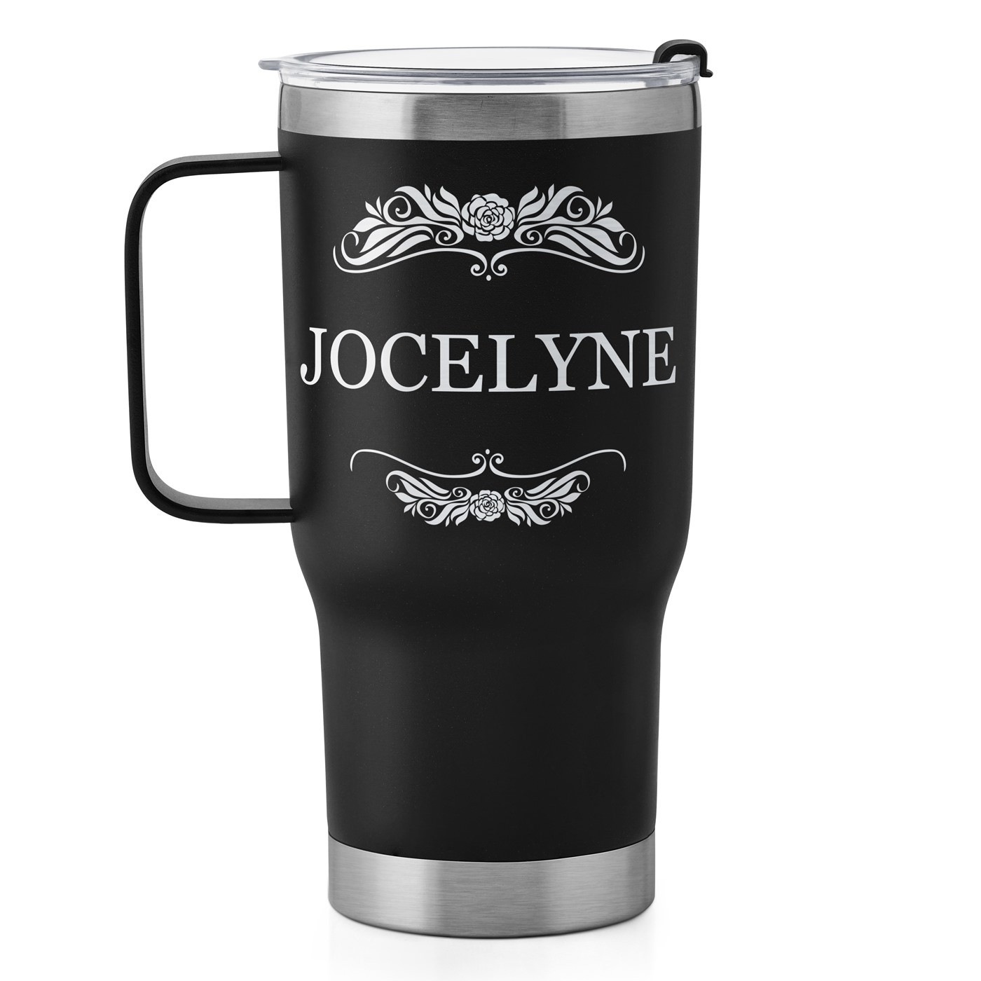 Gobelet isotherme noir avec gravure pour l'anniversaire d'une femme
