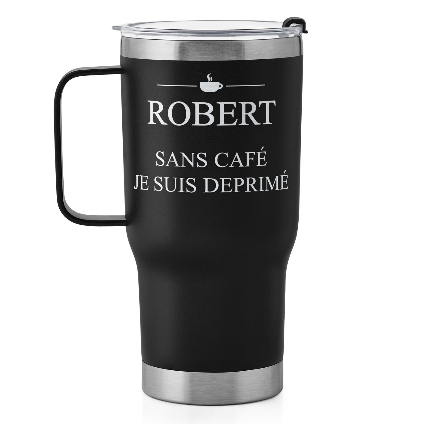 Gobelet isotherme noir personnalisé pour l'anniversaire d'un ami