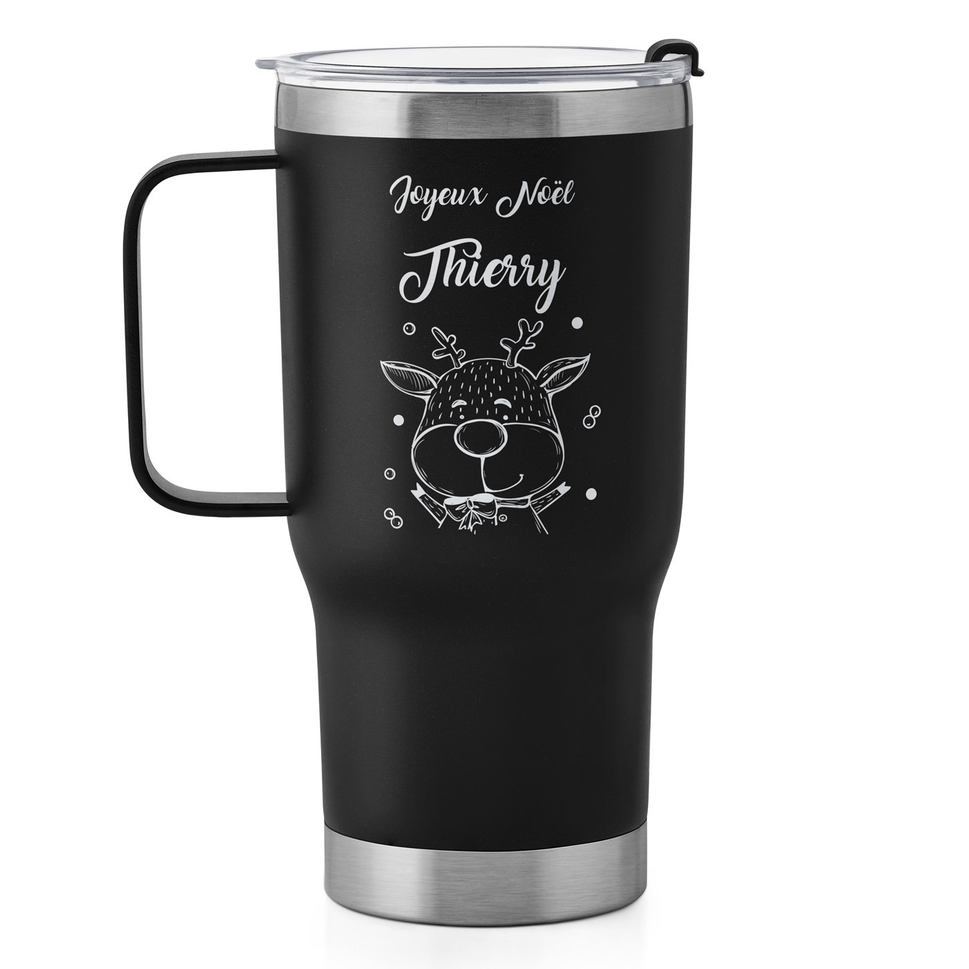 Gobelet isotherme noir personnalisé pour un homme pour Noël