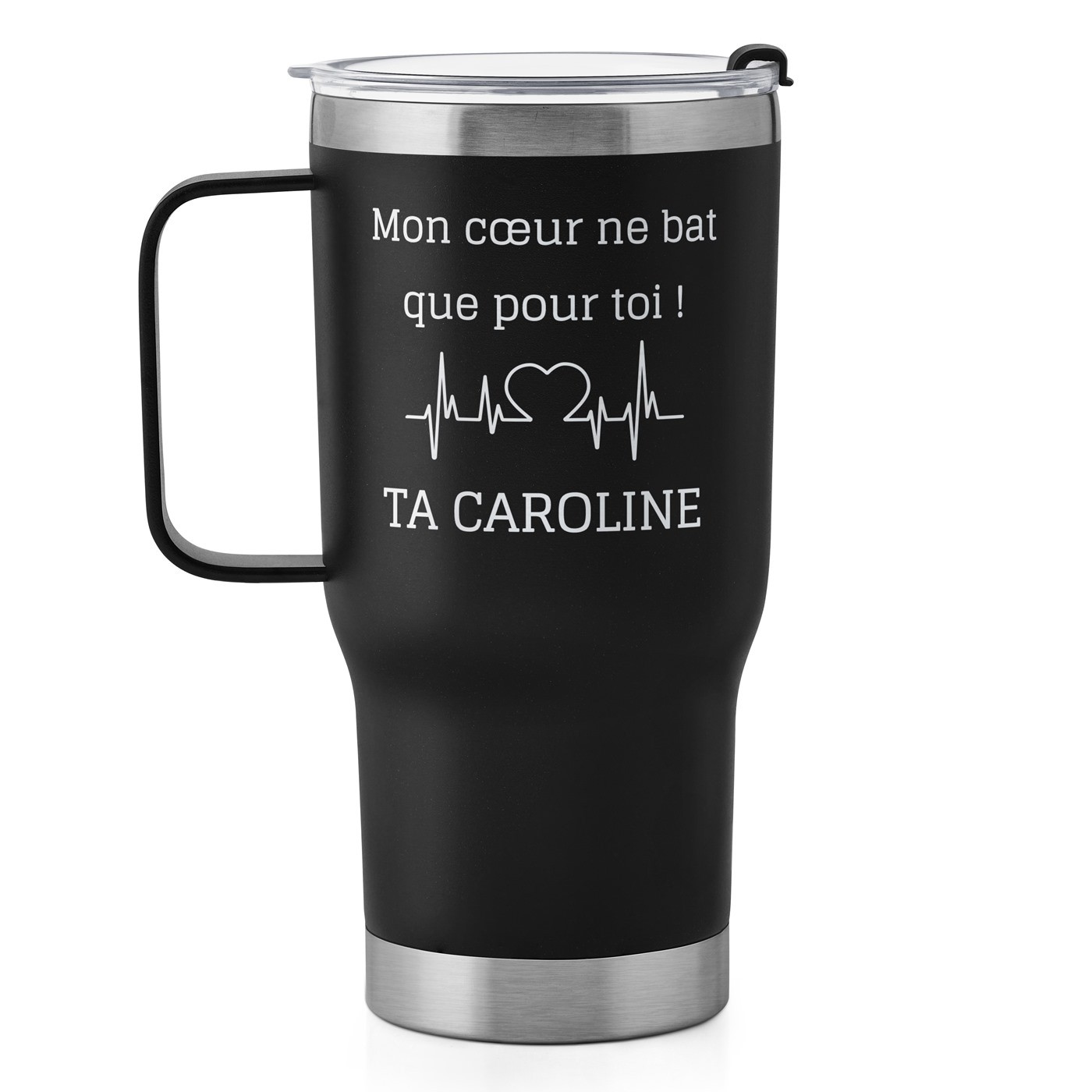 Gobelet isotherme noir personnalisé pour un mari pour l'anniversaire de mariage