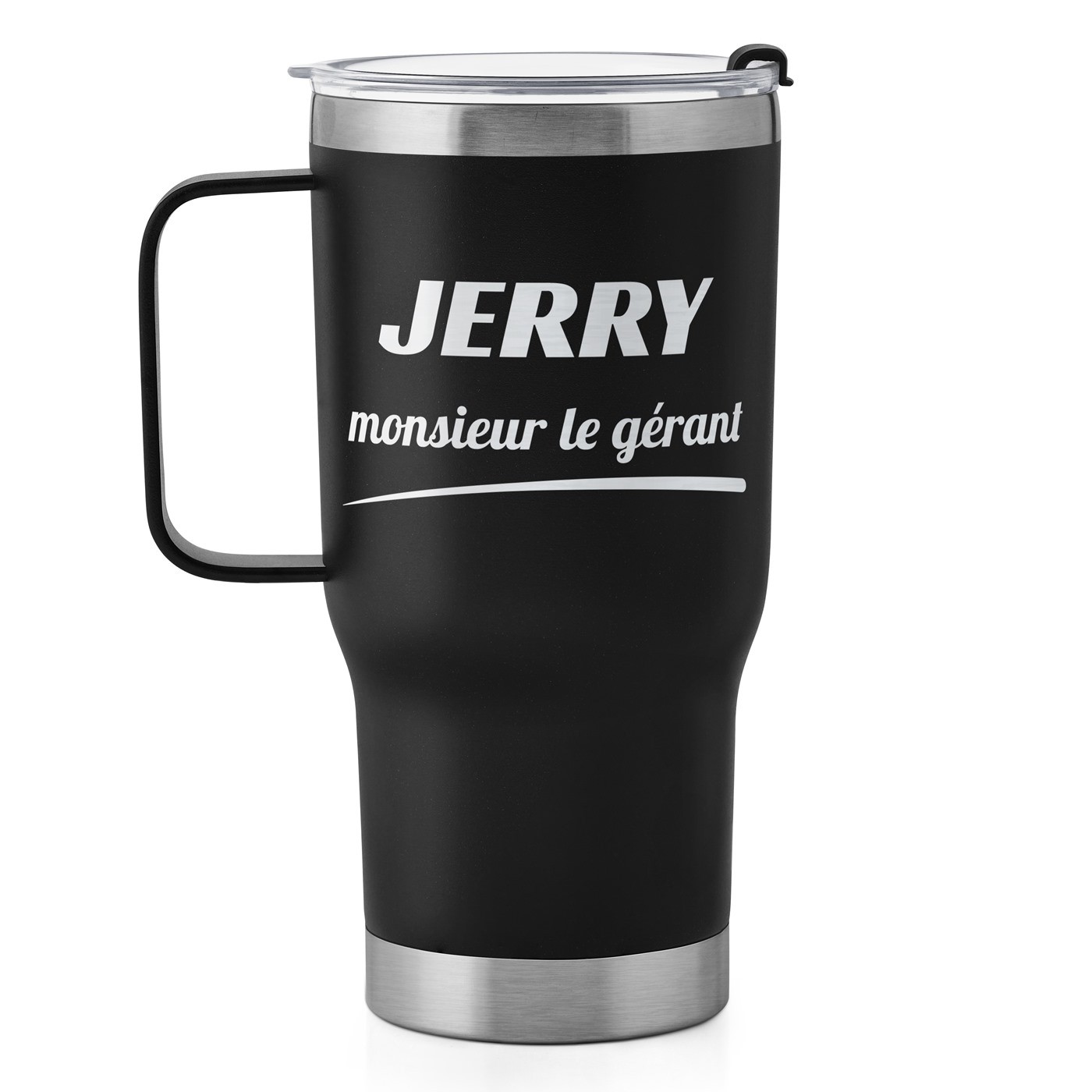 Gobelet isotherme noir personnalisé pour l'anniversaire d'un chef