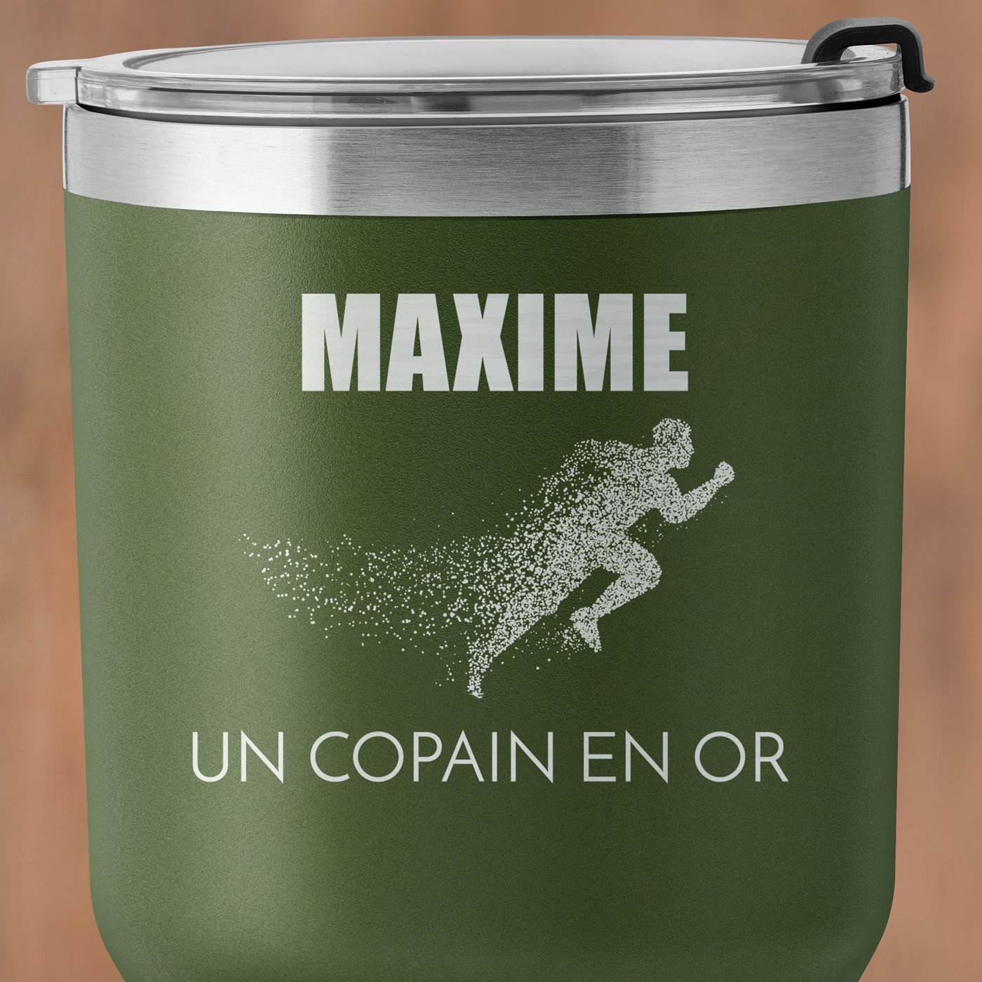 Gobelet isotherme vert avec gravure pour un copain pour la Saint-Valentin