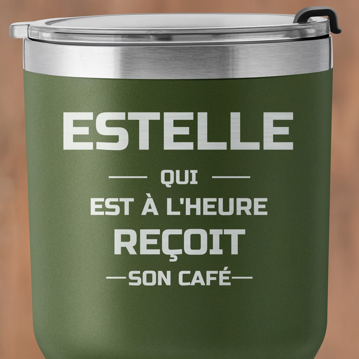 Gobelet isotherme vert avec gravure pour elle pour son anniversaire