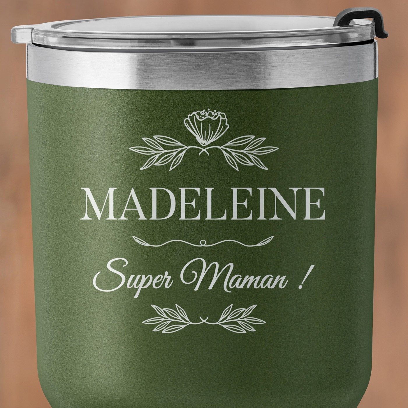 Gobelet isotherme vert personnalisé pour la fête des mères
