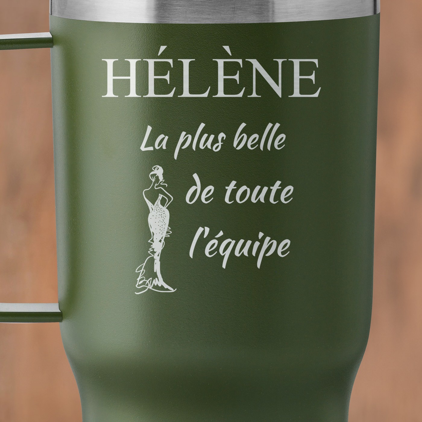 Mug de voyage vert personnalisé pour l'anniversaire d'une collègue