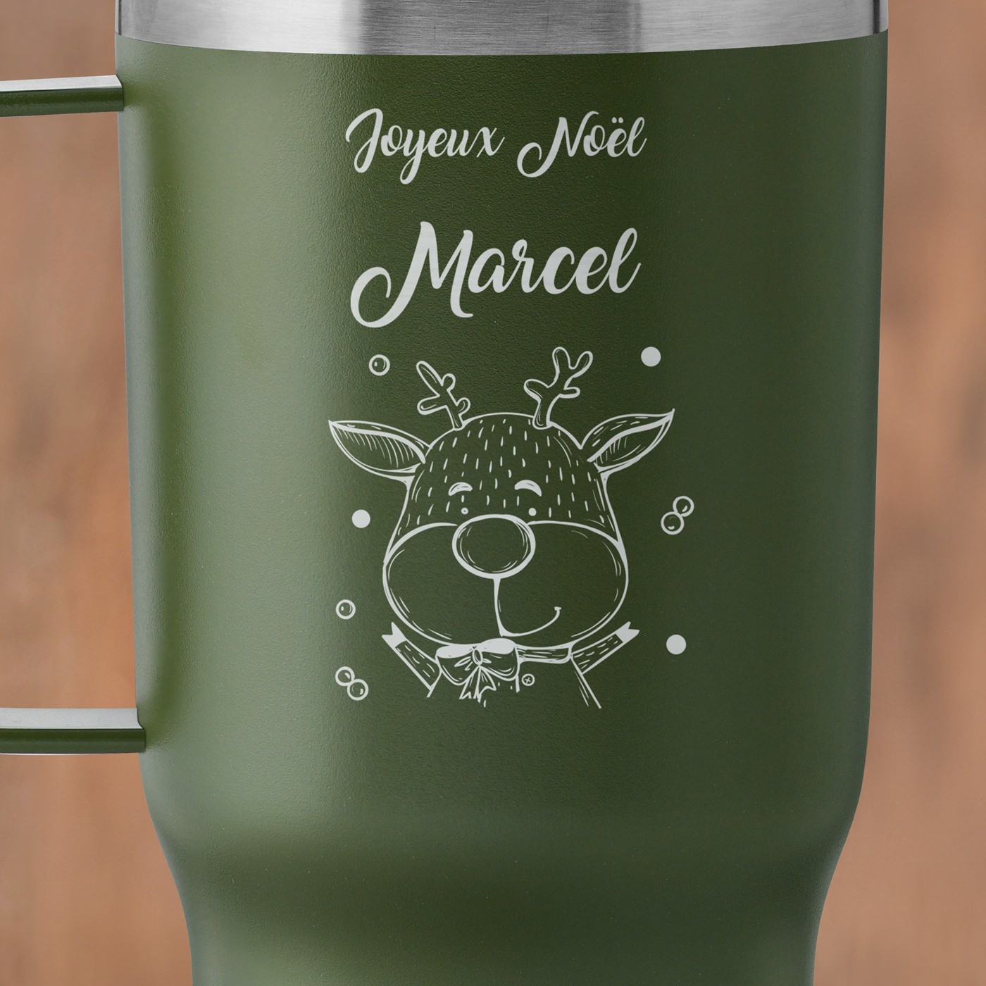 Mug de voyage vert personnalisé pour un copain pour Noël