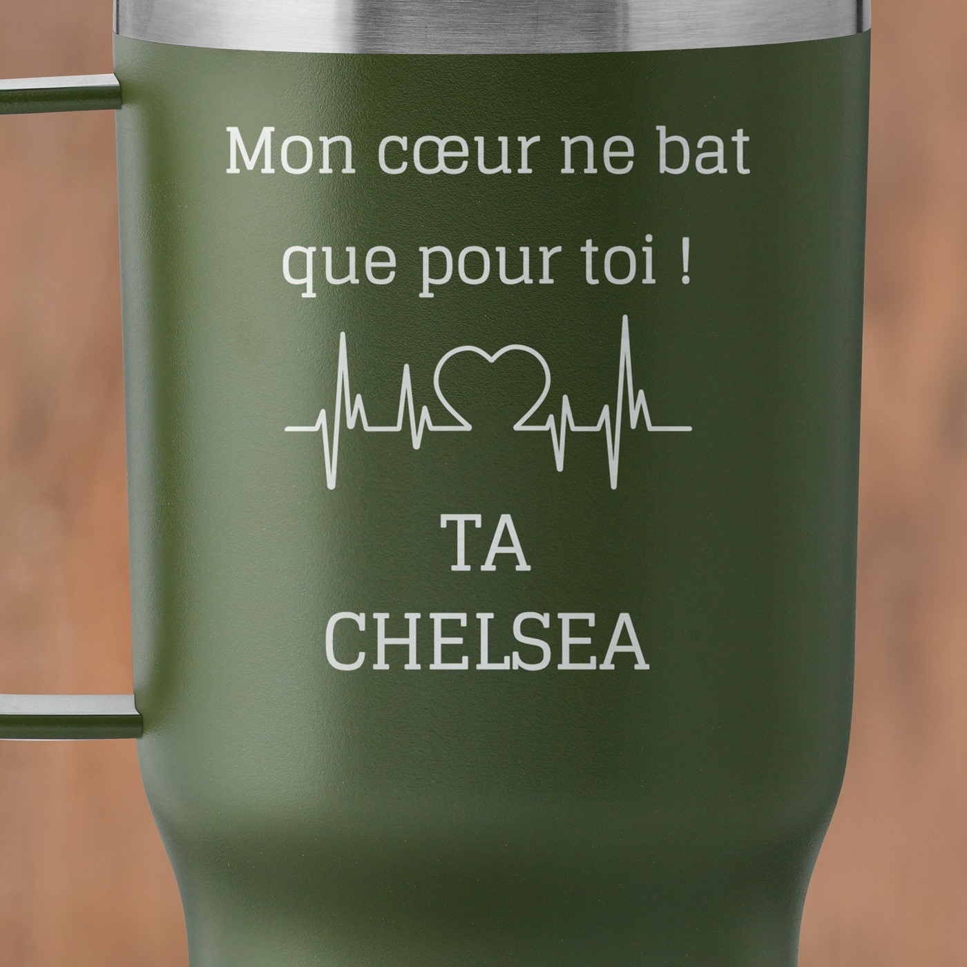 Mug de voyage vert personnalisé pour un mari pour la Saint-Valentin