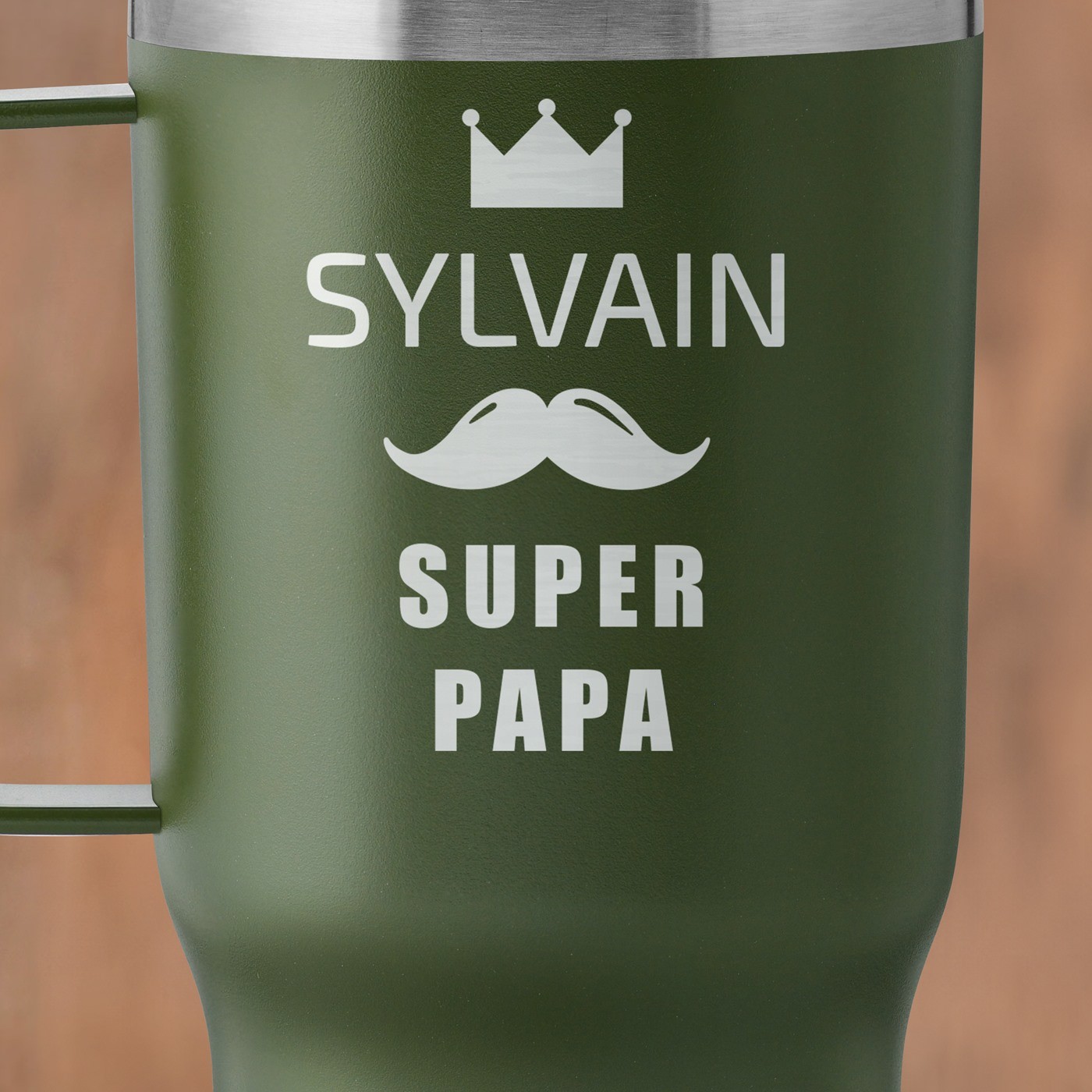 Mug de voyage vert personnalisé pour la fête des pères