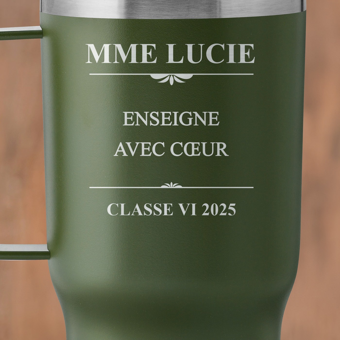 Mug de voyage vert personnalisé pour une meilleure prof