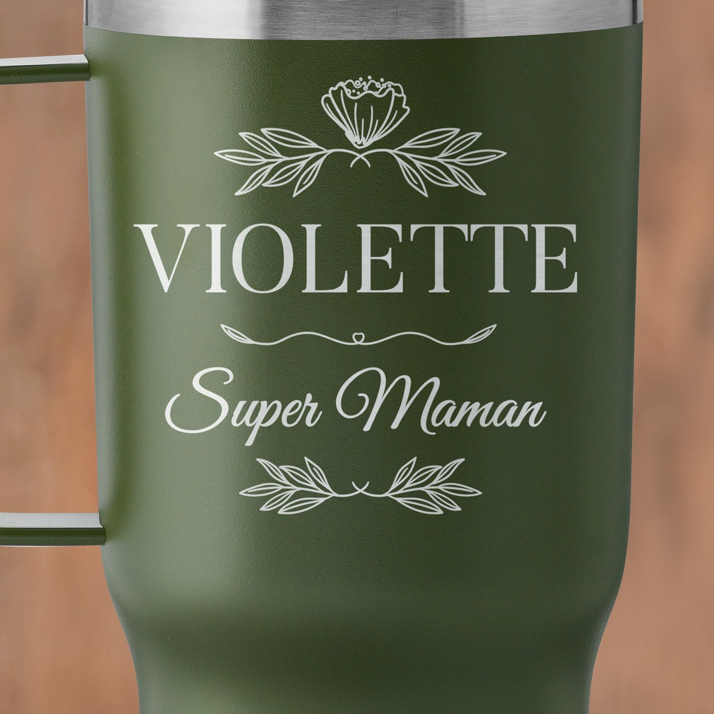 Mug de voyage vert personnalisé pour l'anniversaire de maman