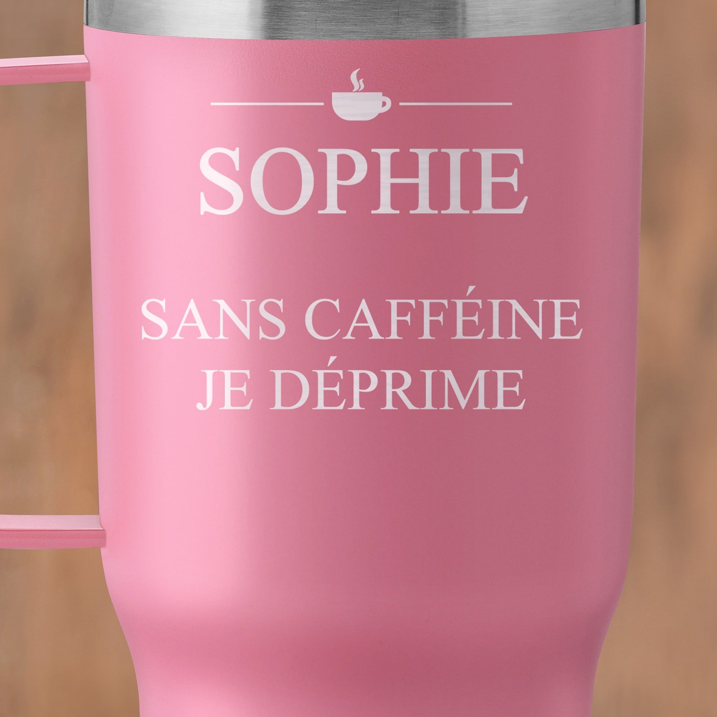 Mug thermique rose personnalisé pour l'anniversaire d'une amie
