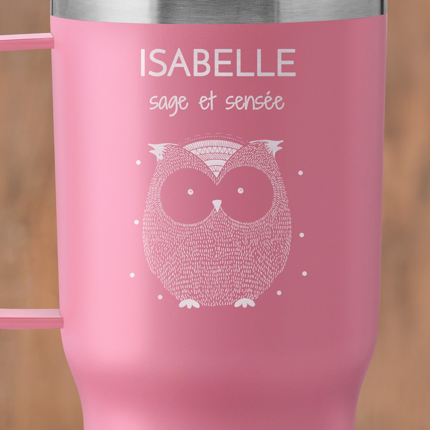 Mug thermique rose avec gravure pour une épouse pour la Saint-Valentin