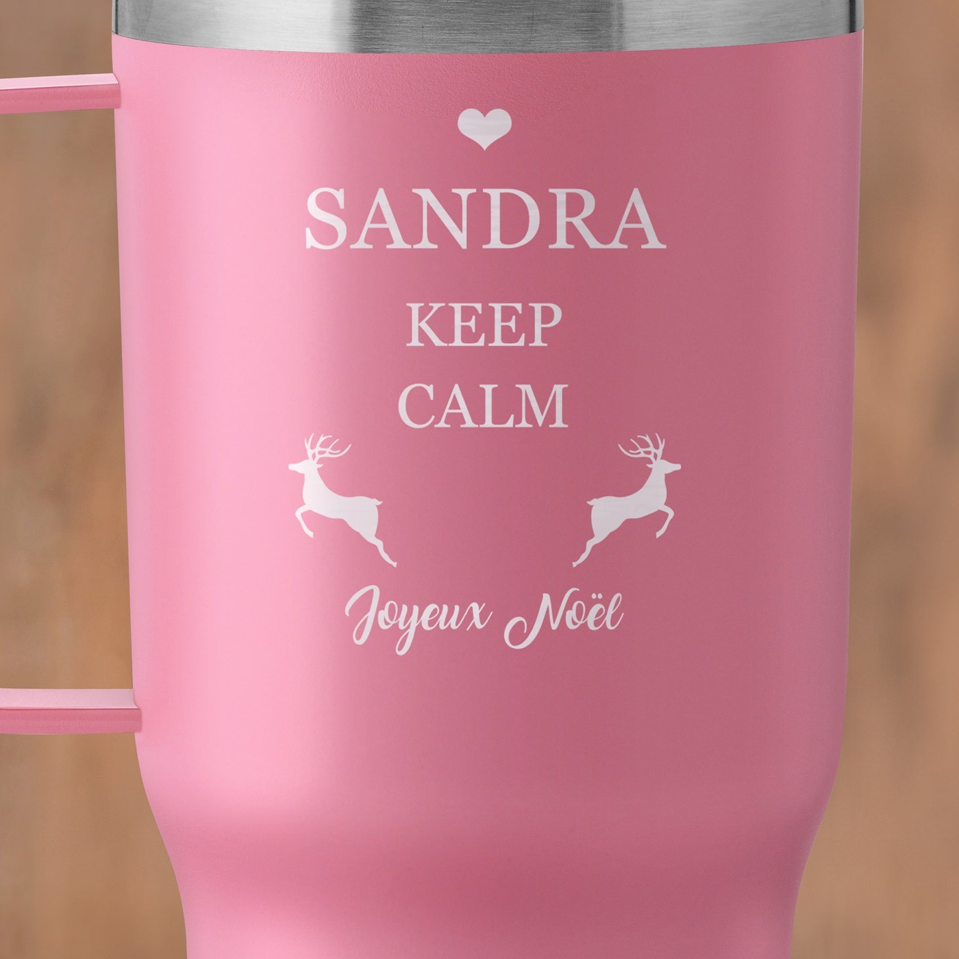 Mug thermique rose avec gravure pour une épouse pour Noël