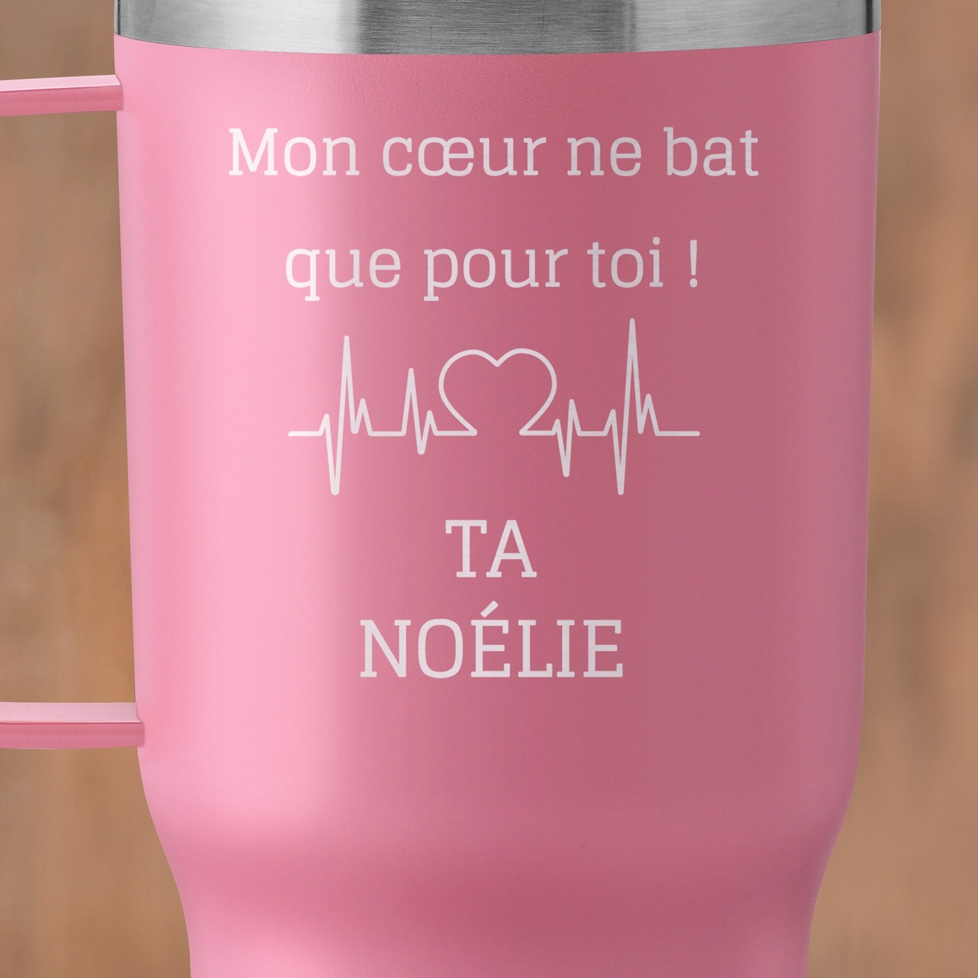Mug thermique rose personnalisé pour un mari pour la Saint-Valentin
