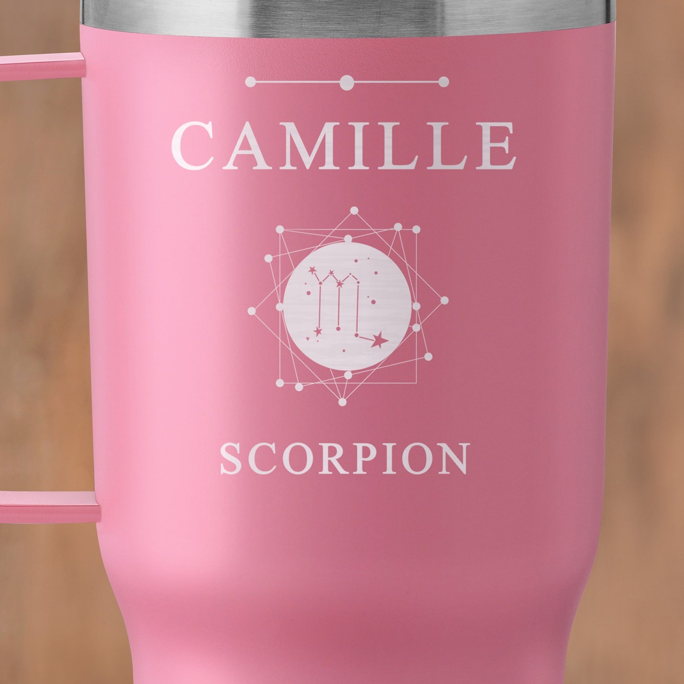 Mug thermique rose avec gravure pour l'anniversaire d'une femme