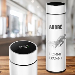 Bouteille isotherme blanche personnalisée avec un affichage LED pour l'anniversaire d'un mari