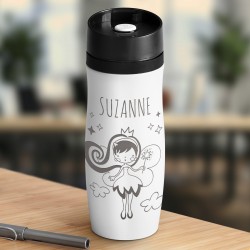 Mug de voyage blanc avec gravure avec fermeture Quick-Press pour une fille pour la Saint-Nicolas