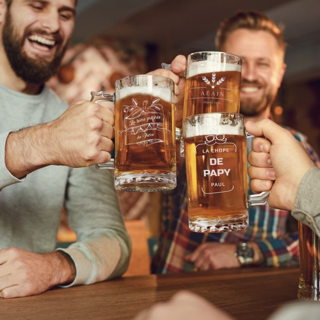 Verre à bière avec personnalisation pour papy pour la fête des grands-pères