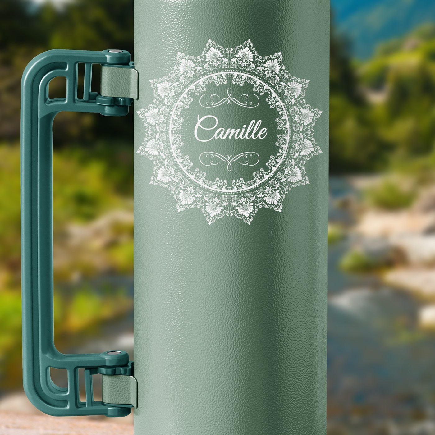 Thermos vert personnalisé pour l'anniversaire de maman
