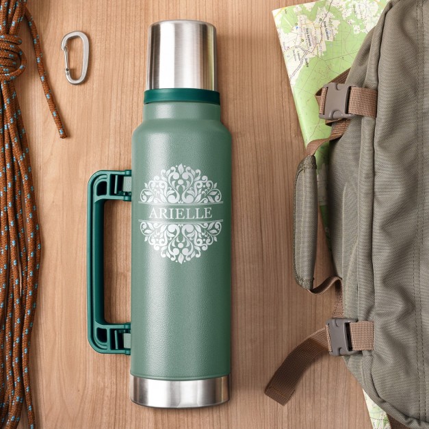Thermos vert personnalisé pour une femme pour la Saint-Valentin