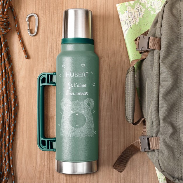 Thermos vert personnalisé pour un fiancé pour la Saint-Valentin