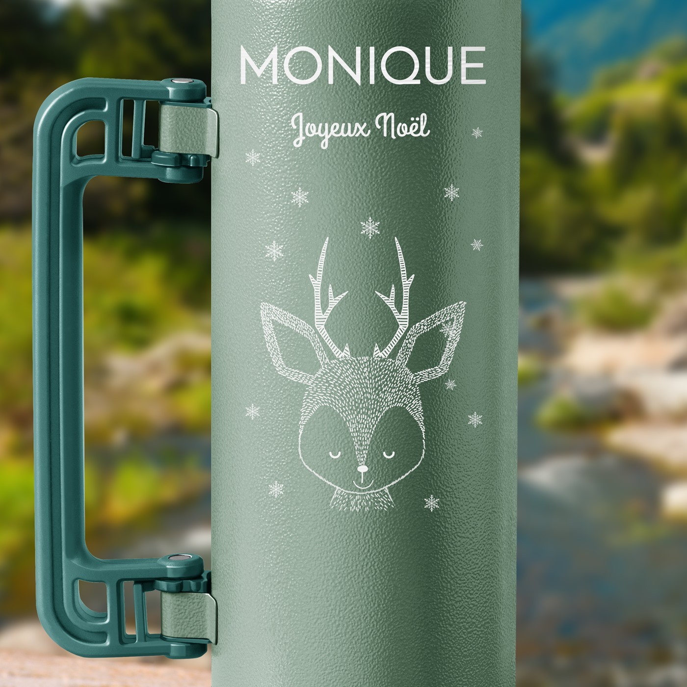 Thermos vert personnalisé pour une copine pour Noël