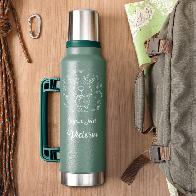 Thermos vert personnalisé pour une fille pour Noël