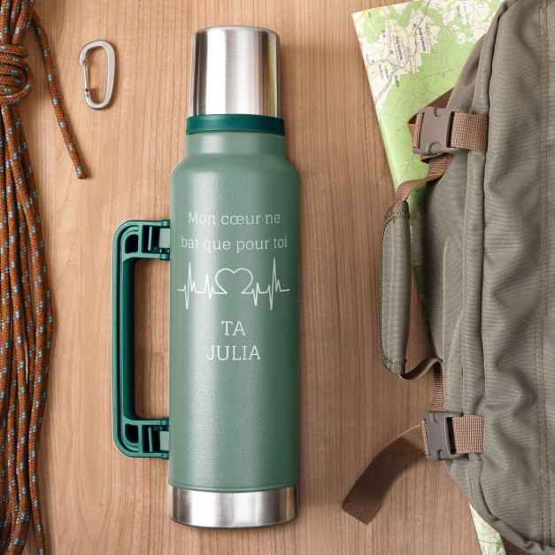 Thermos vert personnalisé pour un mari pour l'anniversaire de mariage