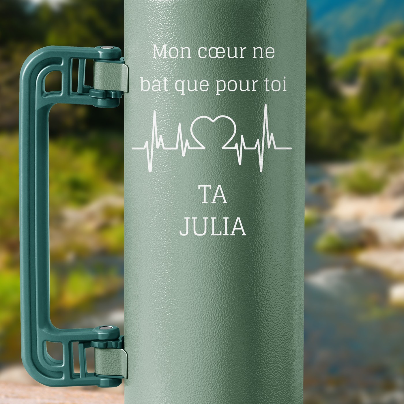 Thermos vert personnalisé pour un mari pour l'anniversaire de mariage