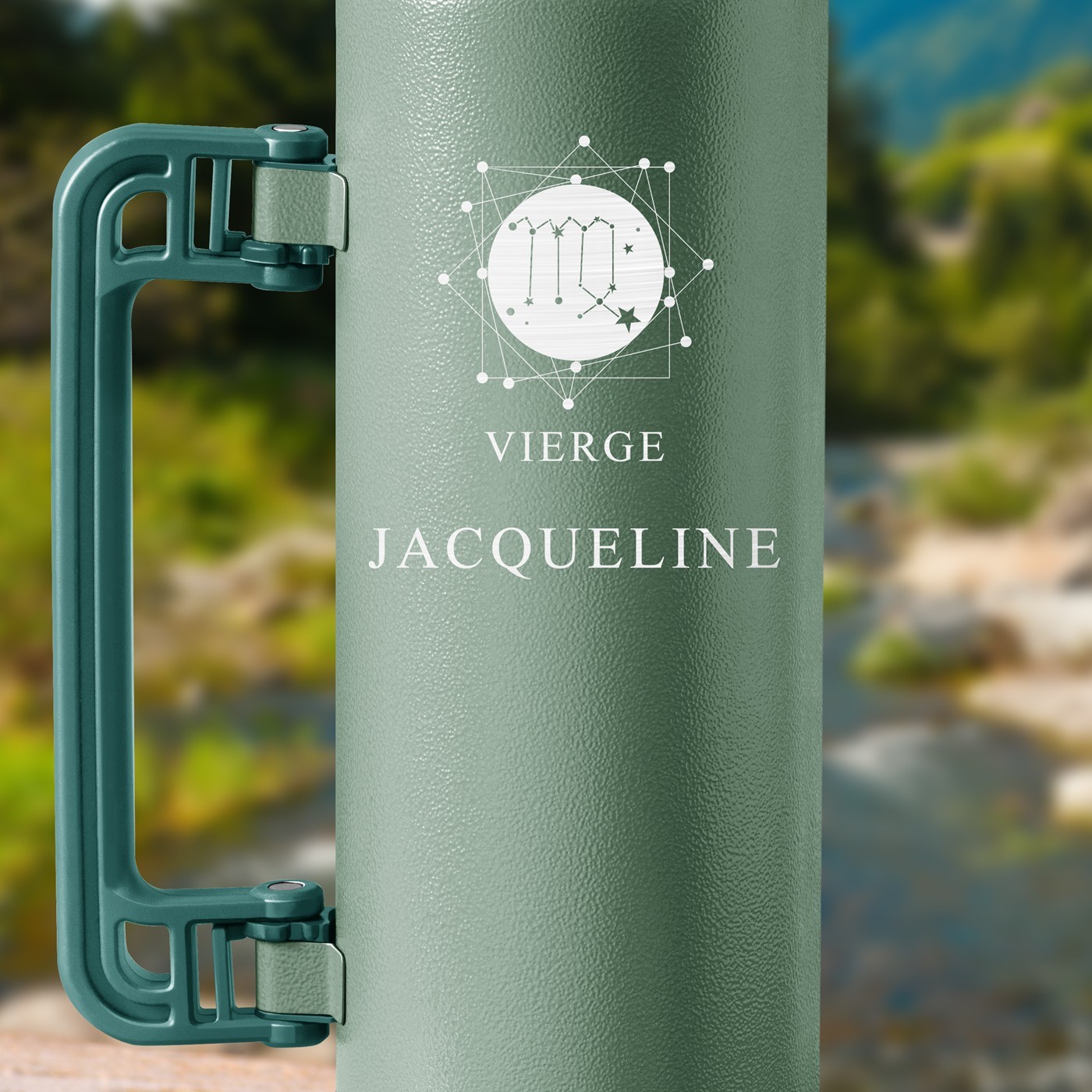 Thermos vert personnalisé pour l'anniversaire d'une copine