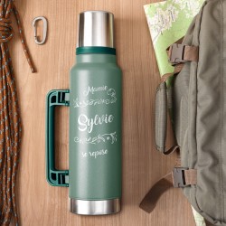 Thermos vert personnalisé pour l'anniversaire de mamie