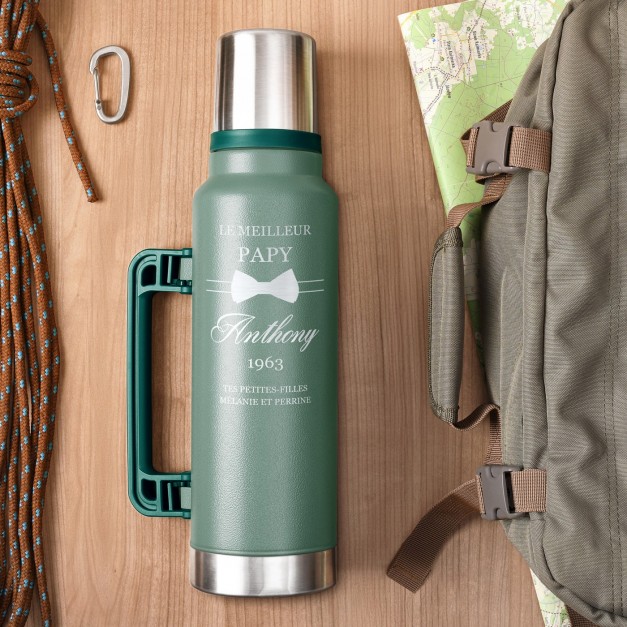Thermos vert personnalisé pour l'anniversaire de papy