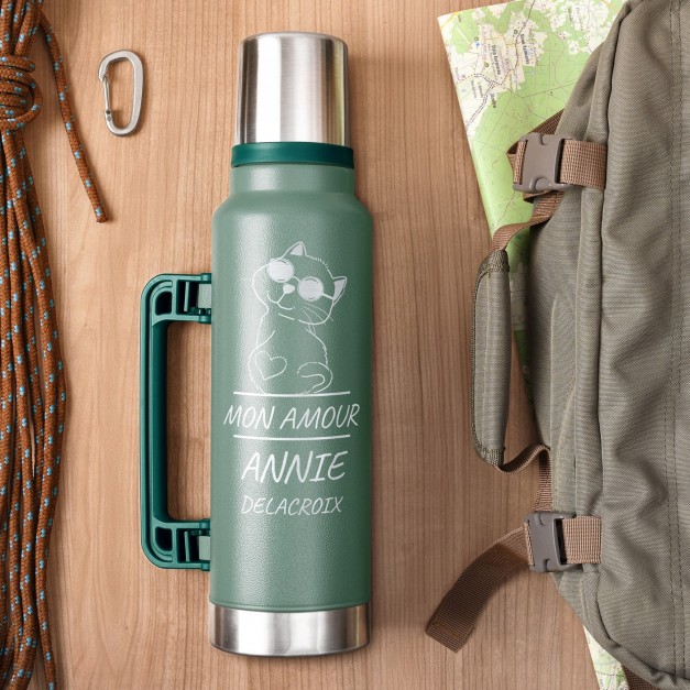 Thermos vert personnalisé pour l'anniversaire d'une sœur