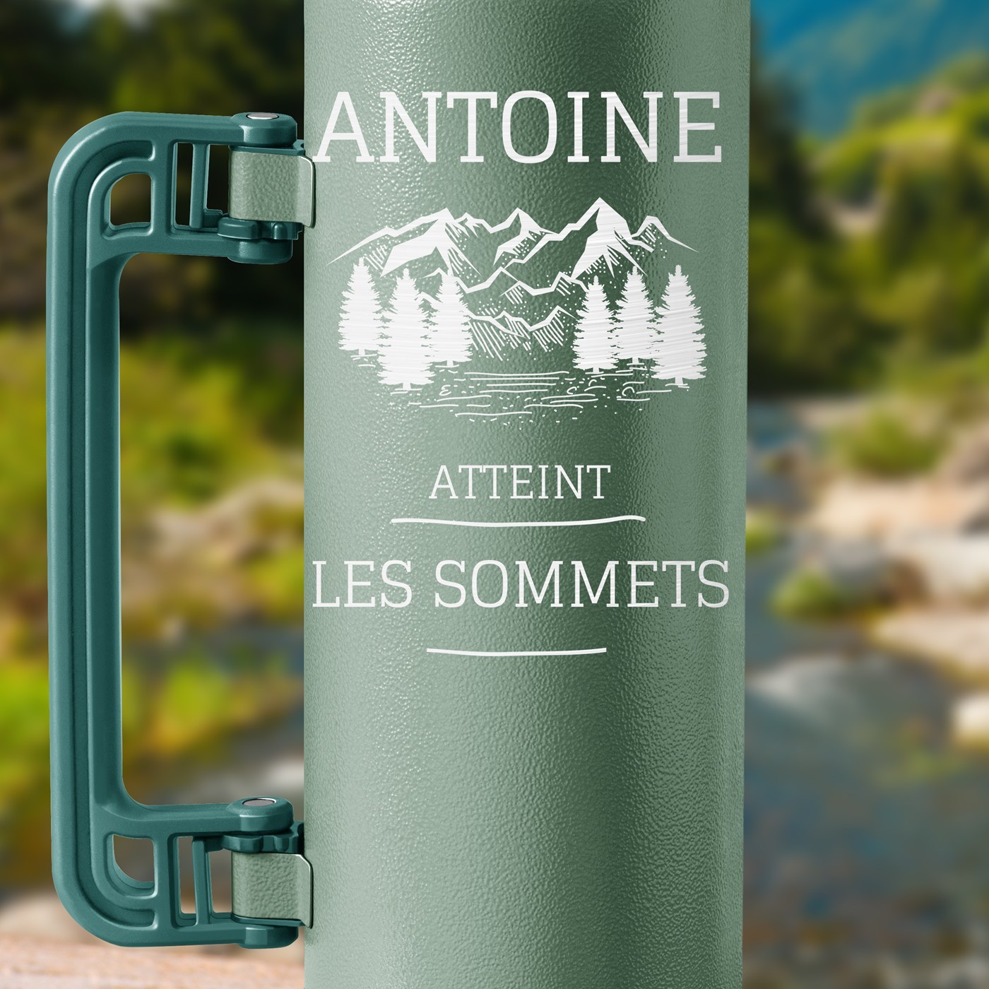 Thermos vert personnalisé pour l'anniversaire d'un frère
