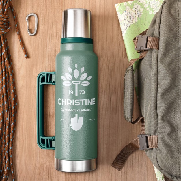 Thermos vert personnalisé pour l'anniversaire d'une tante