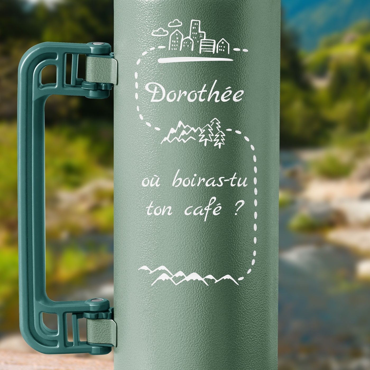 Thermos vert personnalisé pour l'anniversaire d'une amie