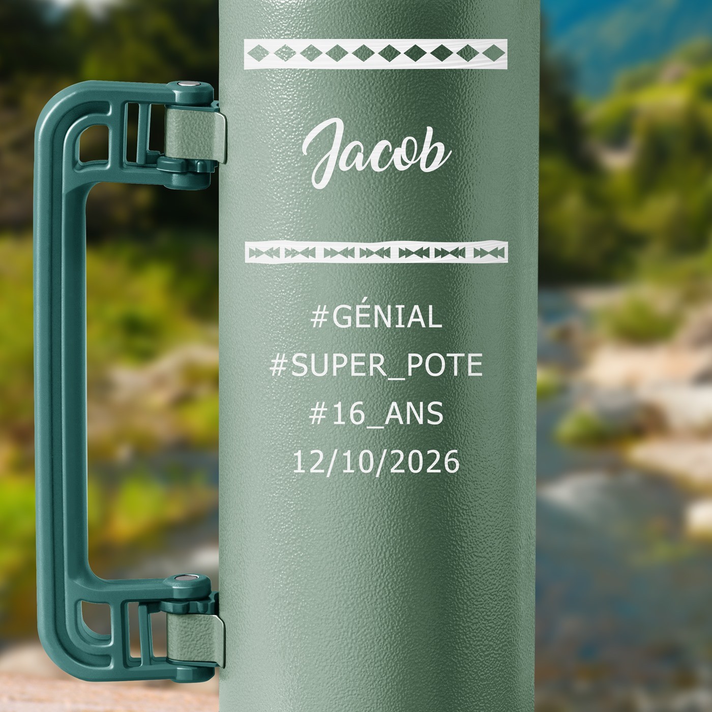 Thermos vert personnalisé pour un copain pour ses 16 ans