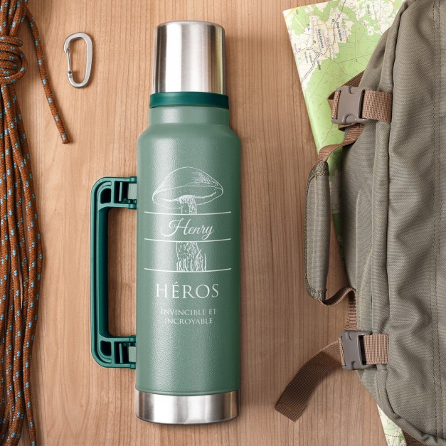 Thermos vert personnalisé pour l'anniversaire d'un homme