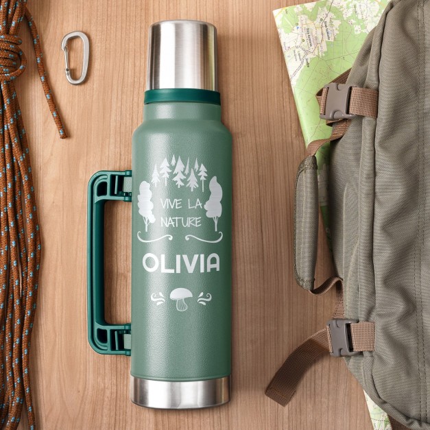 Thermos vert personnalisé pour l'anniversaire d'une femme