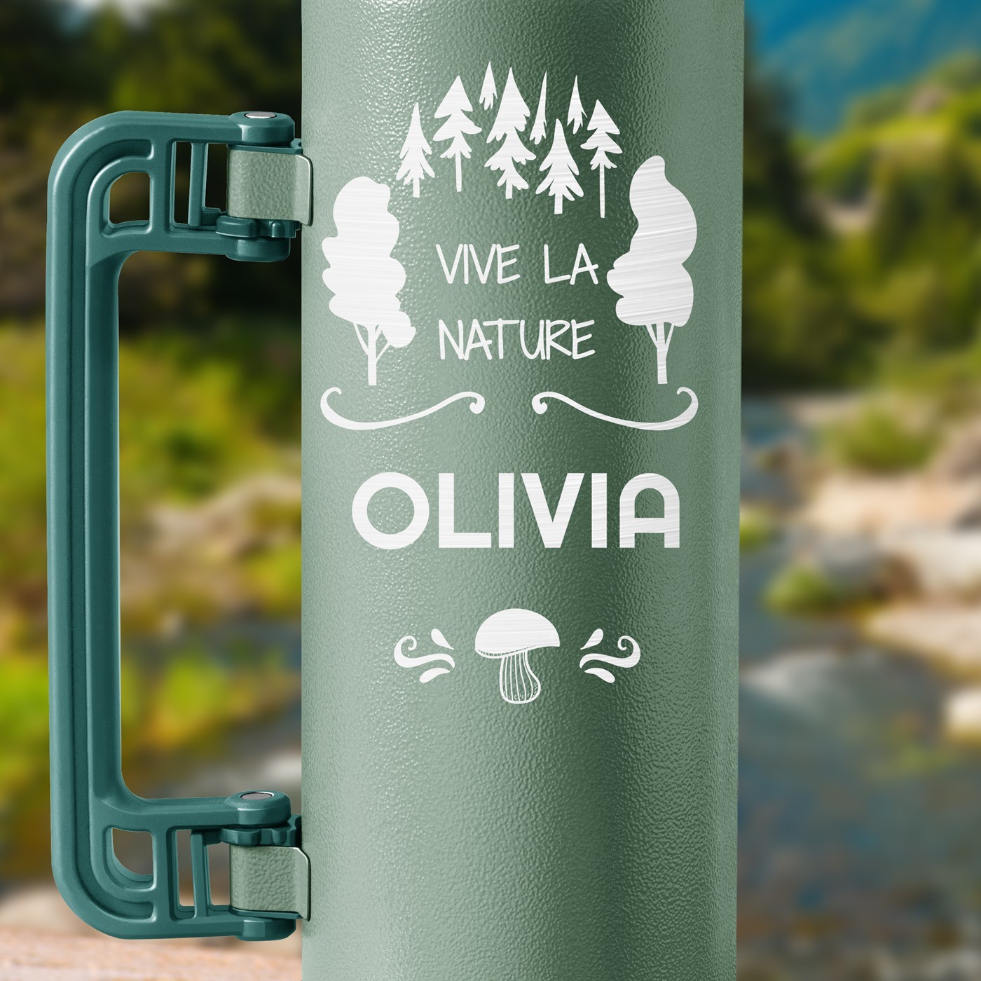 Thermos vert personnalisé pour l'anniversaire d'une femme