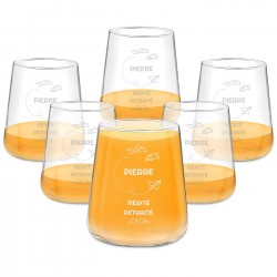 Set de 6 verres personnalisés pour un retraité