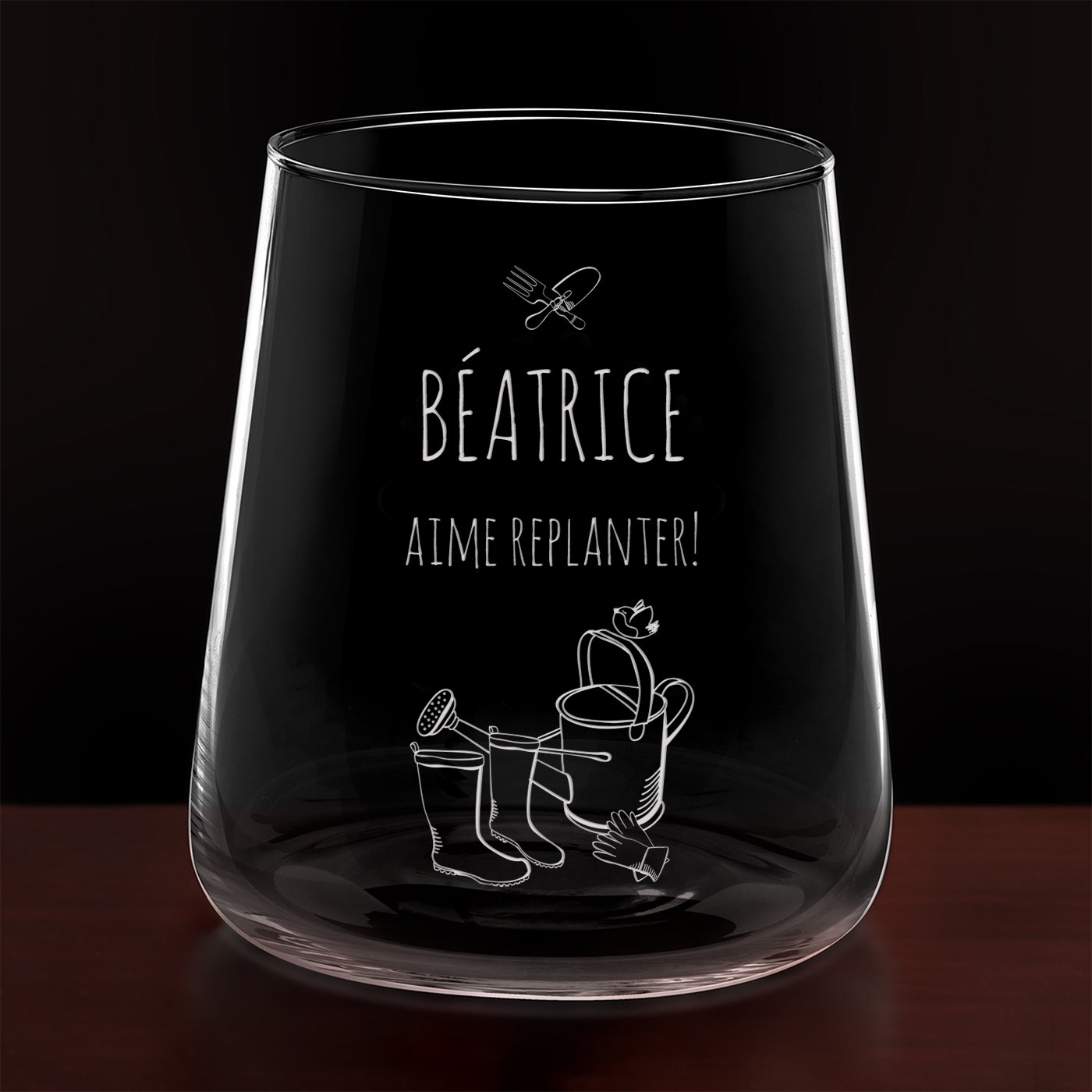 Set de 6 verres avec gravure pour l'anniversaire d'une femme amoureuse du jardin