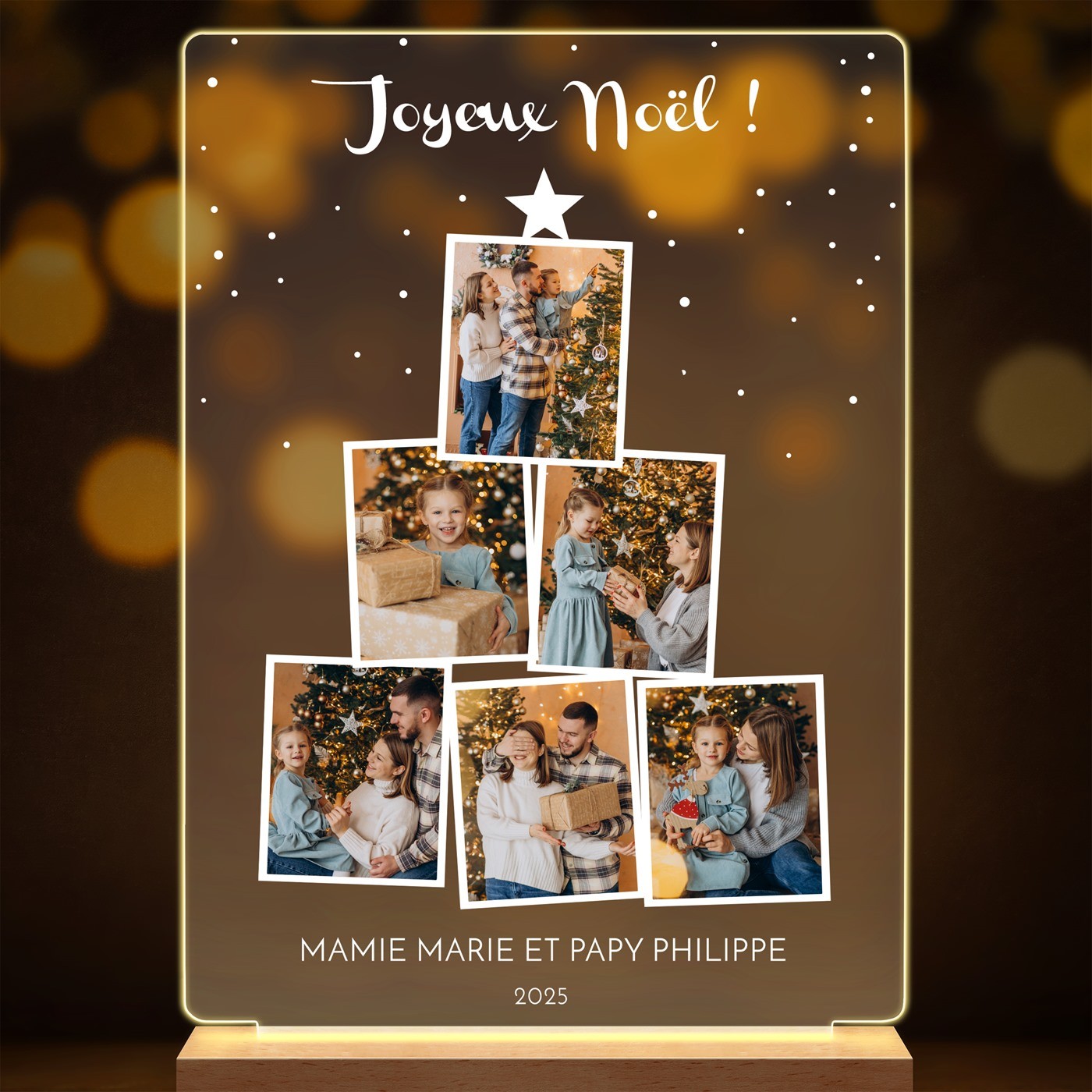Lampe LED personnalisée de taille L avec photo pour grands-parents pour Noël