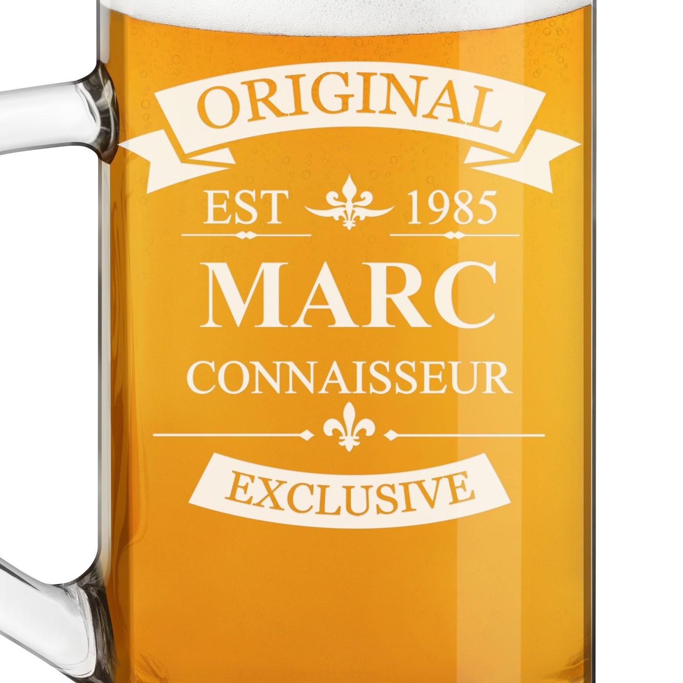 Chope à bière Geometric avec gravure pour l'anniversaire d'un gentleman