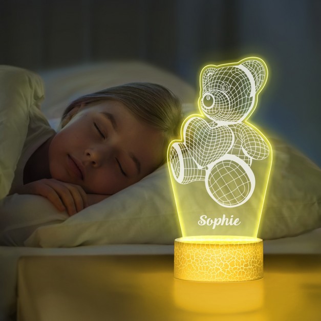 Lampe LED 3D avec impression nounours et cœur pour elle